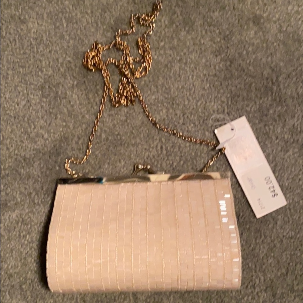 Beige clutch bag
